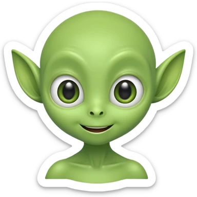The face of a cute, bouncy green alien sticker