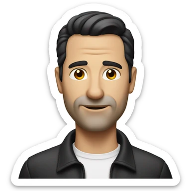 40 year old white man, Short black hair slicked back, no beard  sticker