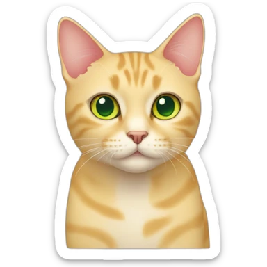 yellow shorthair cat with green eyes and pink nose sticker