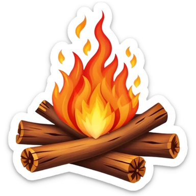 bonfire with wood and flames sticker