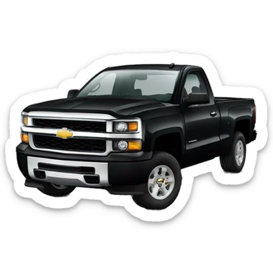 A black, single cab, Chevy Silverado sticker