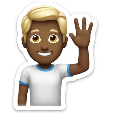 happy guy, waving hand sticker