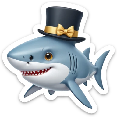 cute shark with a fancy top hat sticker