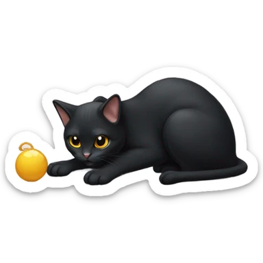 Black cat playing with a mouse sticker
