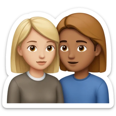 two people facing each other, chatting, close up sticker