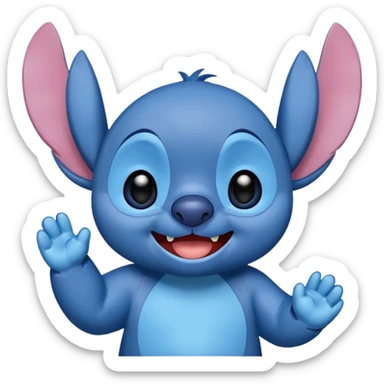 Stitch from Lilo and Stitch, waving sticker