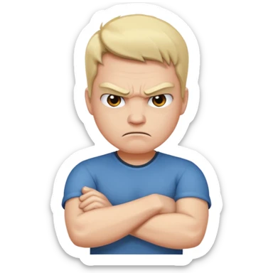 angry face crossing arms sticker