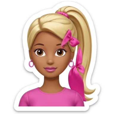 Brown skin blonde hair Barbie with hair in ponytail  sticker