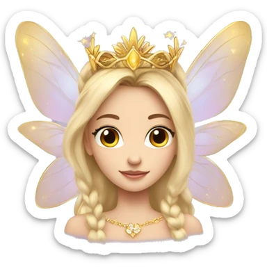 Pretty fairy princess a tiara and golden wings  sticker
