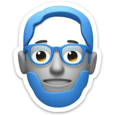 one blue Speech Balloon containing nerd face, and a laptop on background sticker