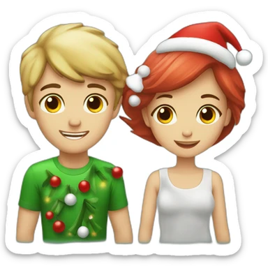 boy and girl dating on cristmass day sticker
