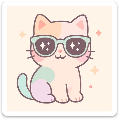 cute and cheerful cat wearing sunglasses sticker