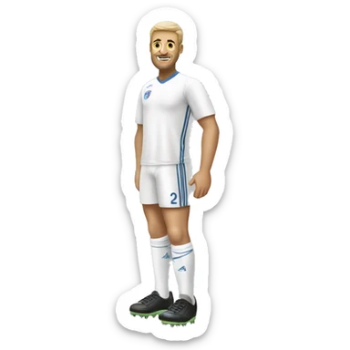 A  white man's white legs with soccer boots sticker