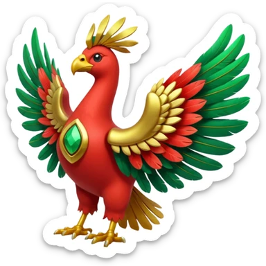 Pokemon red and green legendary Ho-Oh sticker