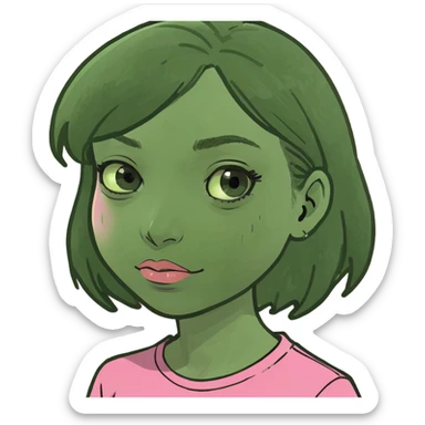 Brown skin girl with a pink shirt on sticker