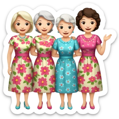 4 older ladies sticker