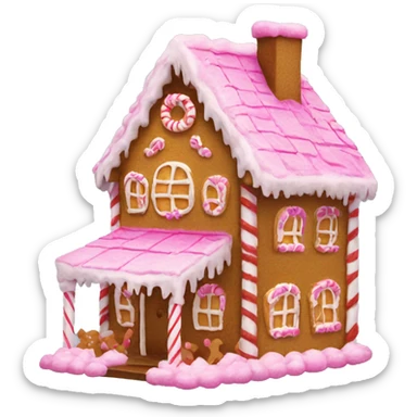 gingerbread house with pink sticker