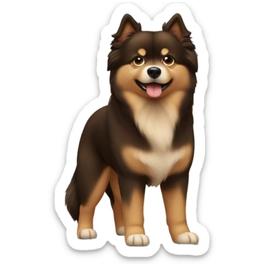 Finnish Lapphund Brown and light brown standing up his nose and face are spotted with dark brown.  sticker