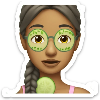 girl with cucumbers on eyes sticker