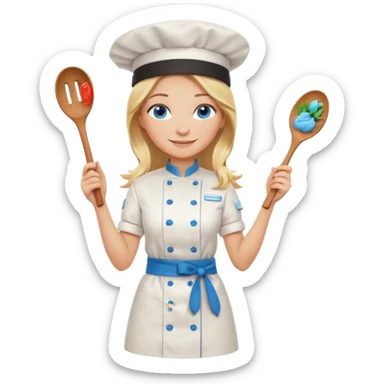 Full body 
Sexy Long Blonde hair blue eyed female chef arms folded sticker