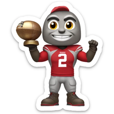 Brutus the buckeye holding a national championship trophy  sticker