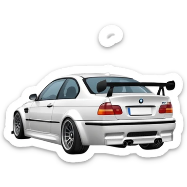 bmw m3 e46  drifting, smoke is coming from the rear, and it's visible from behind. sticker
