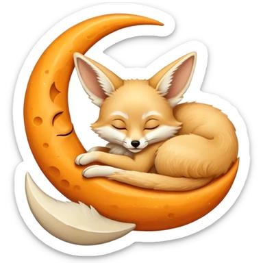 fennec sleeping on a moon sickle  sticker