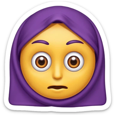 Hazme un emoji de una toalla morada con ojos de Cari con ojos de caricatura con boca sticker
