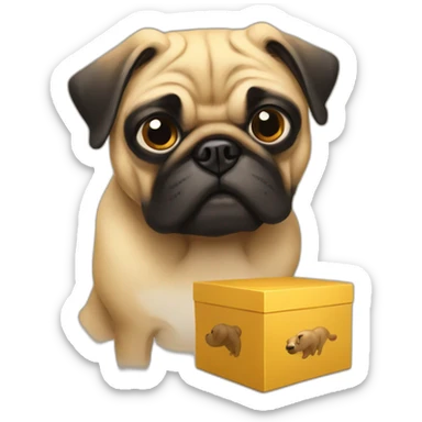 Pug + Golden dog box fighting sticker