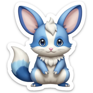 Shiny colorful exotic Minccino-Chincilla-Cinccino-Meowstic-fusion sticker