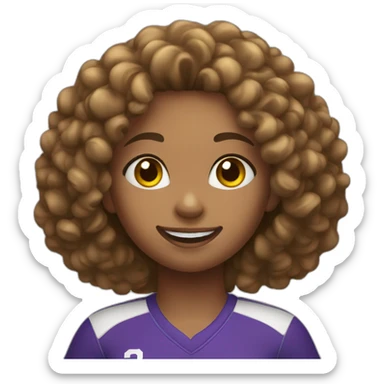 girl whith curly hair playing volleyball sticker