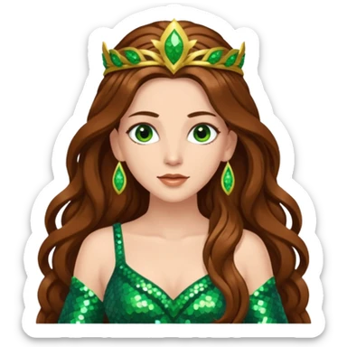 Terra, Goddess of Earth from Gods and Goddesses with long brown hair, green sequin outfit sticker