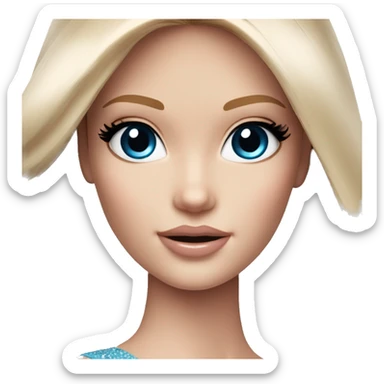 Extra glam barbie with blue eyes, pale skin, brown long hair  sticker