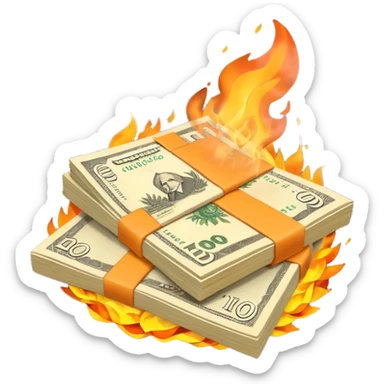 fiery exploding stack of russian ruble notes sticker