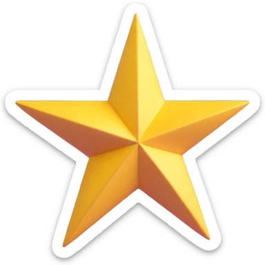 yellow volumetric 4-pointed star, four terminal star in 3D sticker