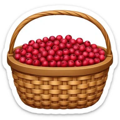 wicker basket with cranberries  sticker