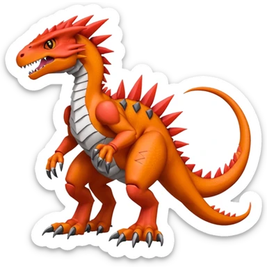 Cool Edgy Digimon-Fakemon-Guilmon-Velociraptor-Dragon full body sticker
