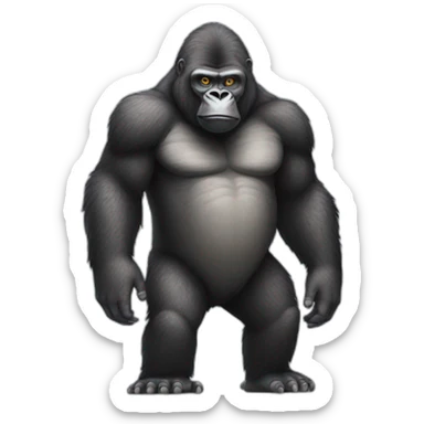 gorilla with large feet standing up with the face of an owl sticker