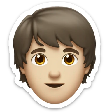 White boy dark brown hair with bangs brown eyes sticker
