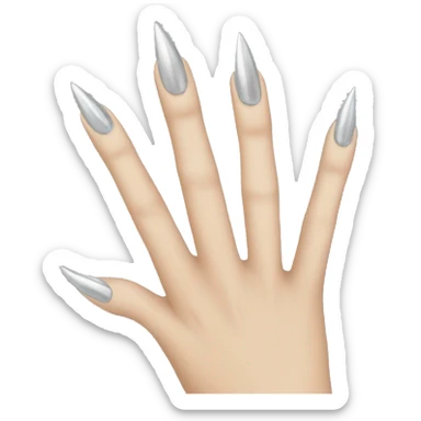 female hand with long silver nails sticker