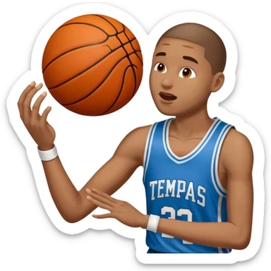 Fais un emoji qui est la célébration d’un joueur qui a un doigt sur sa tempe et un autre doigt de son autre main sur sa bouche qui fait chut  sticker