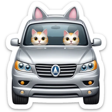 a cat in a silver suv  sticker