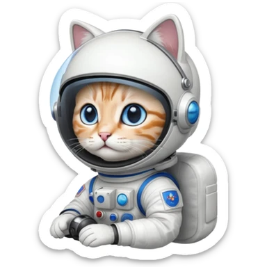 closed Astronaut rides cat sticker