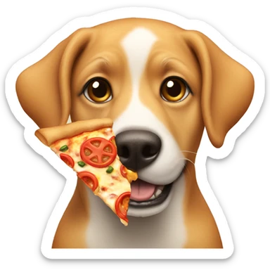 a dog eating pizza sticker