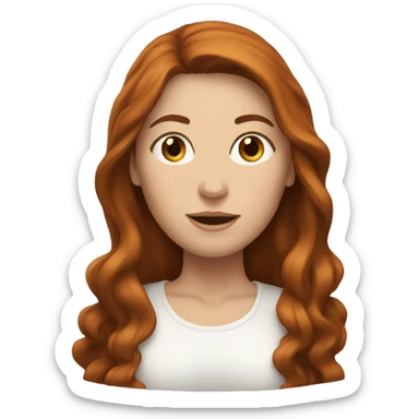 white woman with long, reddish brown hair sticker