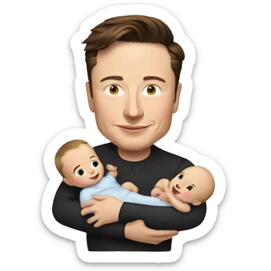 elon musk holding baby very tightly sticker