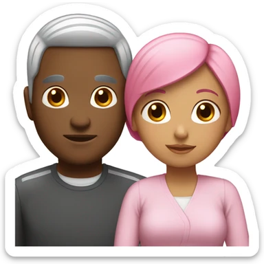 Black man and asian woman with pink hair couple sticker