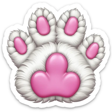 Fluffy white cat paw with six toes and claws sticker
