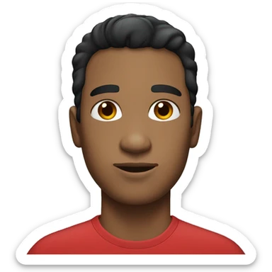 Guy with red t-shirt, black hair, light skin, blue eyes sticker