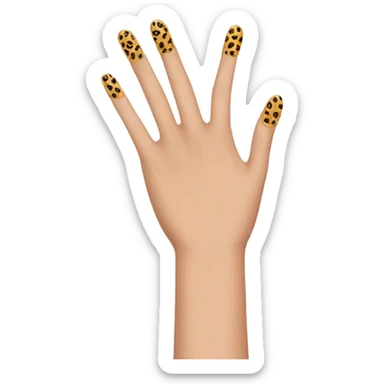 A hand with cheetah nails sticker